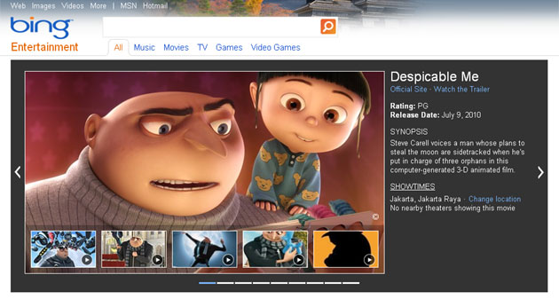 Bing Entertainment Page bing entertainment