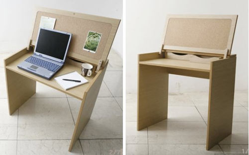 Compact desk with pin board pinboard desk