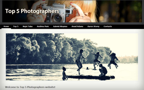 An example of Puzl-created website about photography puzl-created page
