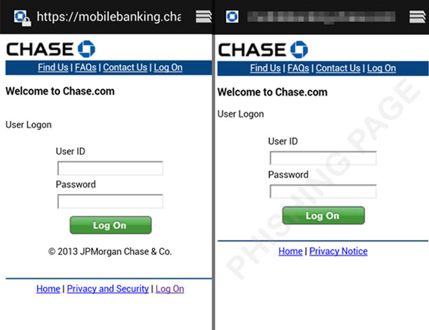 Chase mobile banking screen