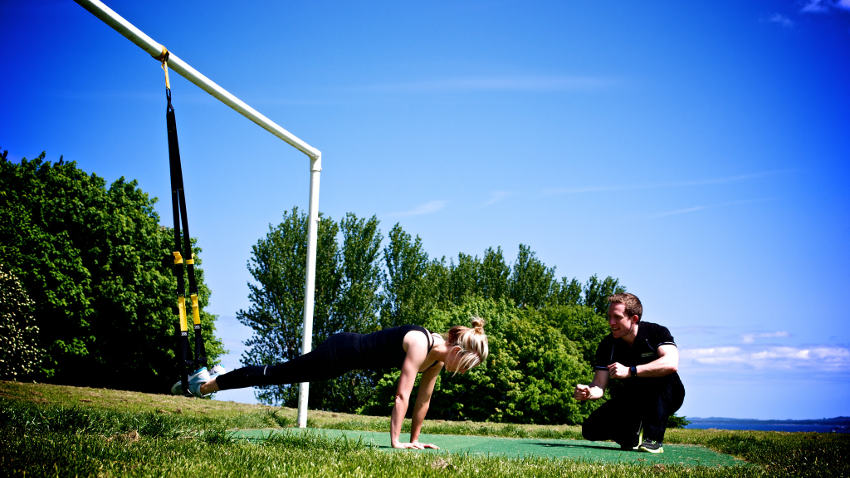 Outdoor training with a personal trainer