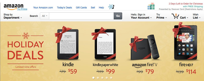 Amazon site design for Christmas