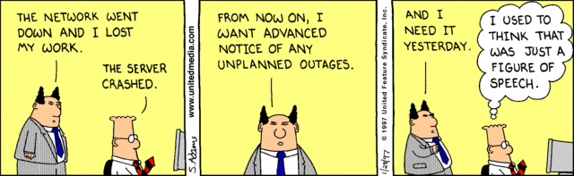 Dilbert on network downtime
