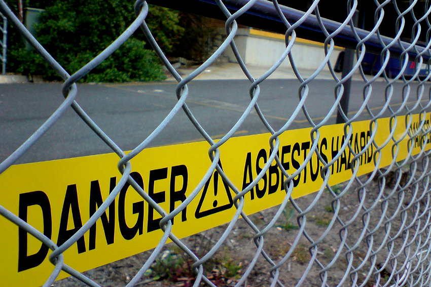 Asbestos hazard warning sign
