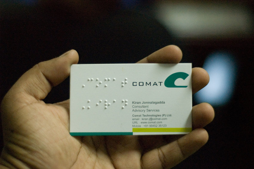 Braille in a business card