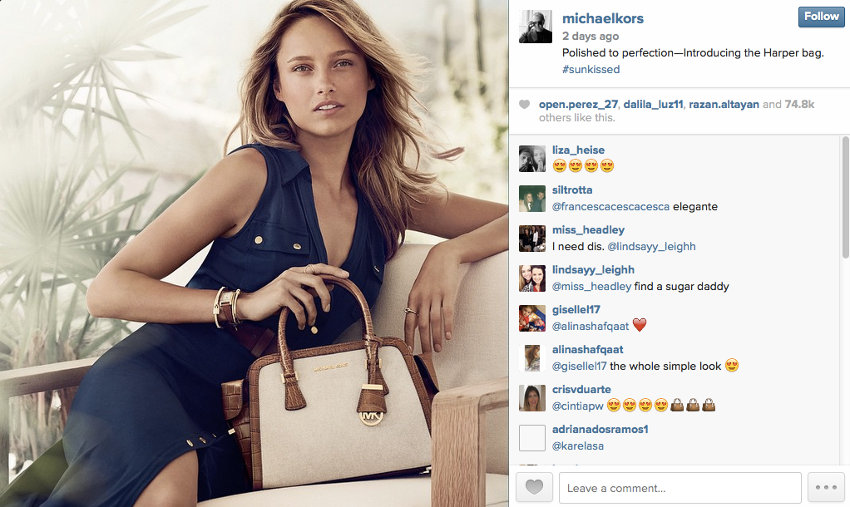 Michael Kors Harper bag ad on Instagram