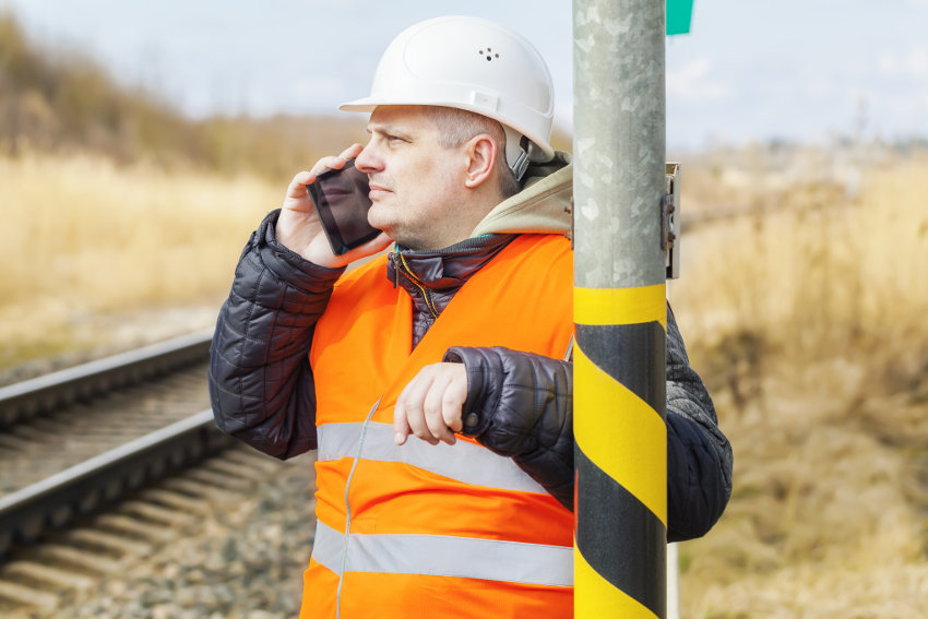 Railway engineer on the phone