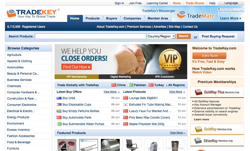 Tradekey.com screenshot