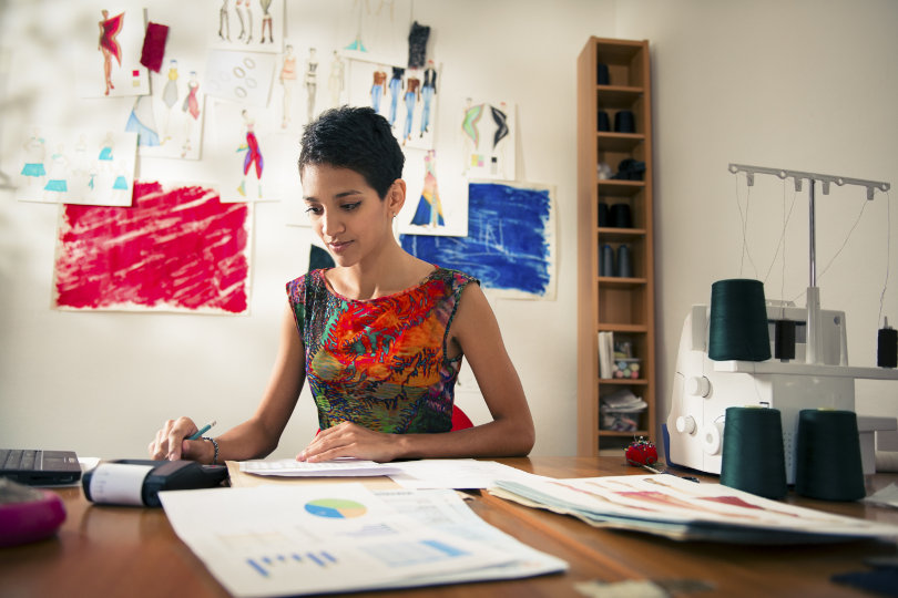 Fashion designer is doing business budgeting