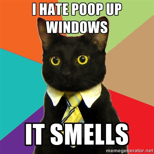 Poop up windows - business cat meme