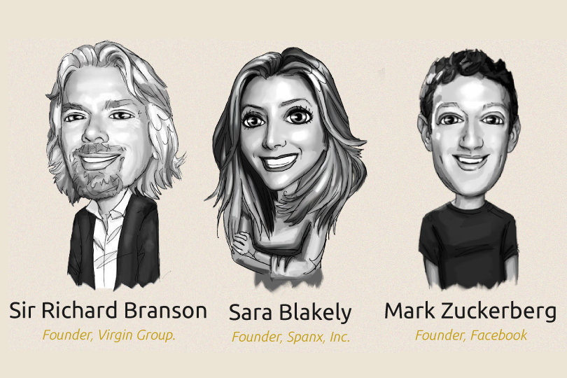 Billionaires - Sir Richard Branson, Sara Blakely, Mark Zuckerberg