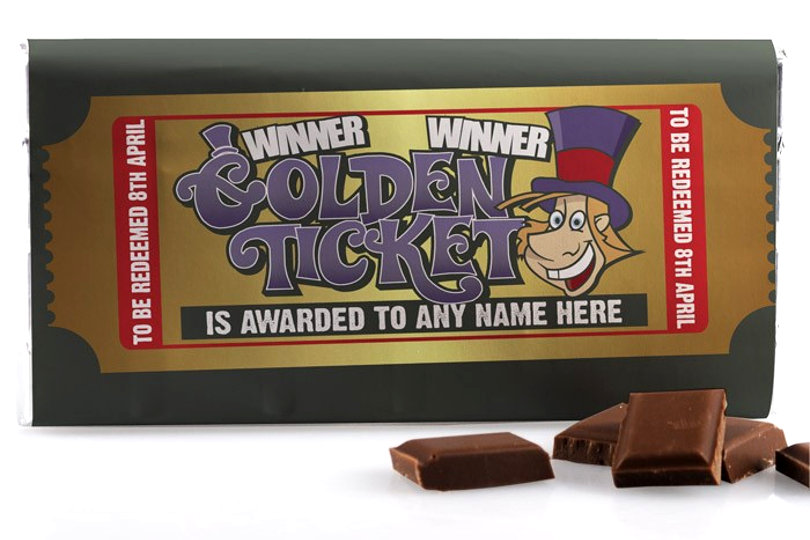 Personalised Golden Ticket Chocolate Bar - ToxicFox
