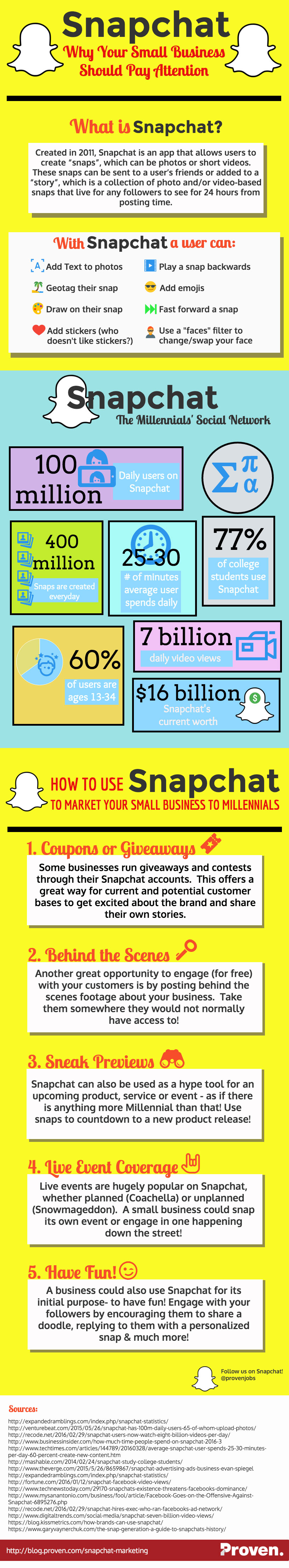 Snapchat marketing for small business - inforgraphic by Proven