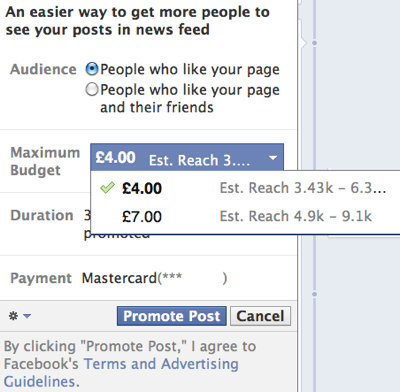 Facebook promoted post example