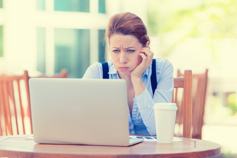 Frustrated businesswoman visiting your website