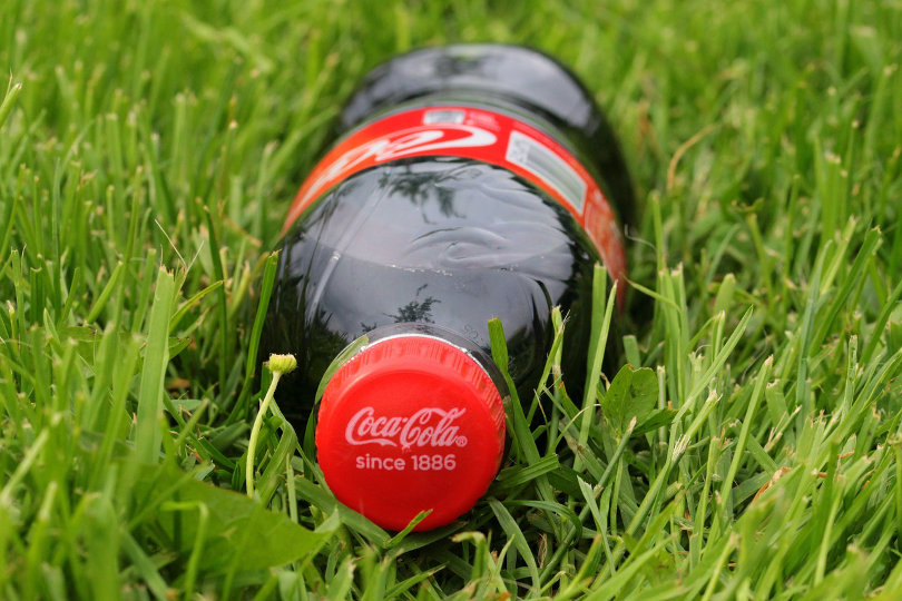 Coca-Cola bottle on grass