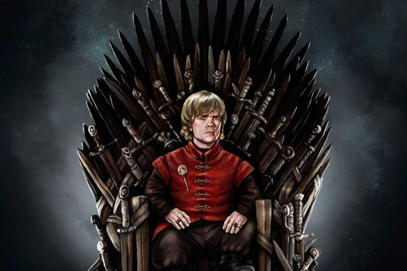 Tyrion Lannister sits on the Iron Throne - Game of Thrones