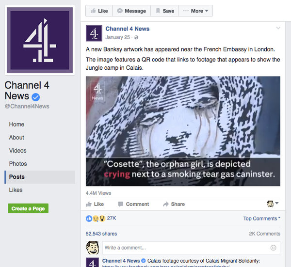 Channel 4 Facebook video screenshot