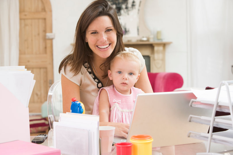 Work at home mom and baby