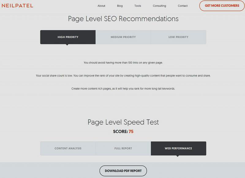 SEO recommendations from SEO Analyzer