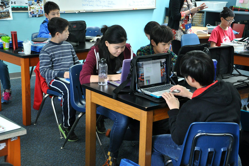 Internet users in a classroom in China