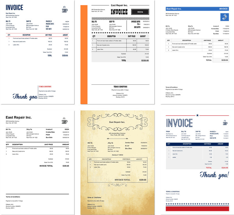 Invoice template samples