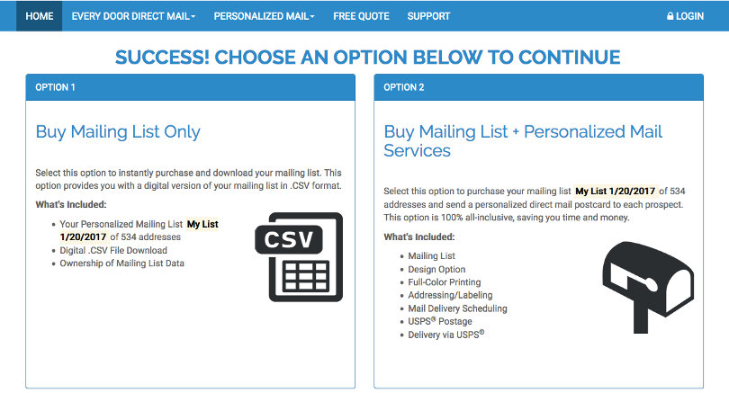 Choose personalized mail design - screenshot