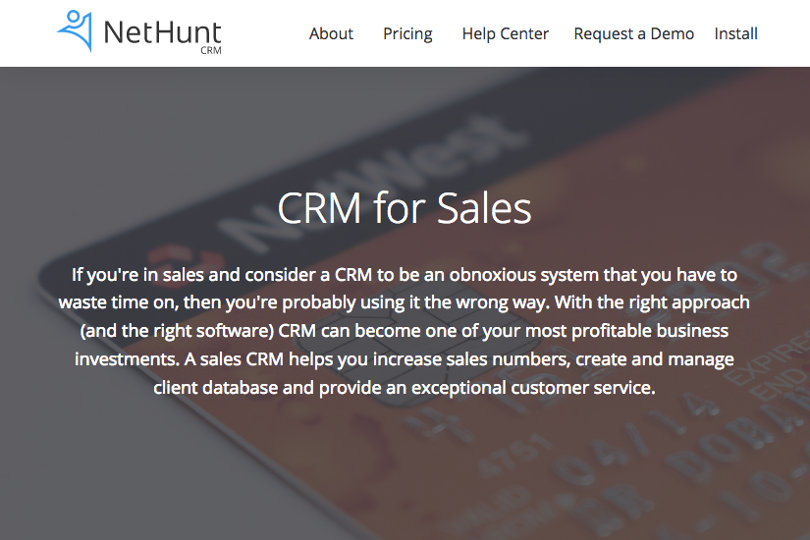 NetHunt CRM website