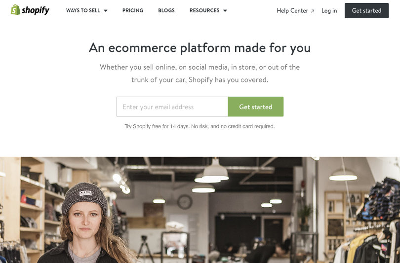 Shopify website screenshot