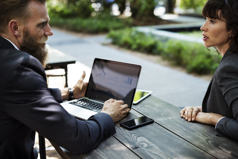Business conversation in a networking event