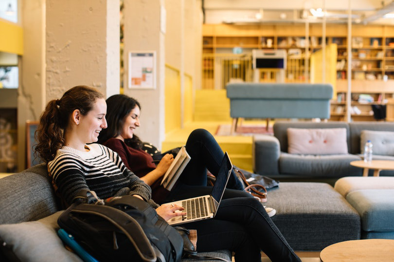 College students with laptop