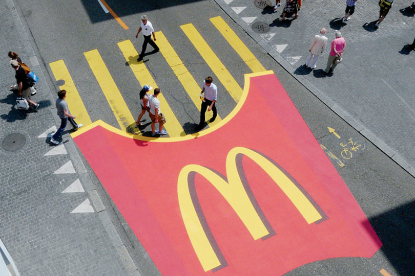McDonalds fries crosswalk - street ad