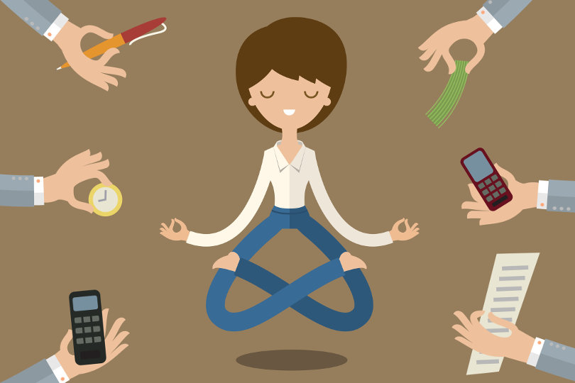 Businesswoman practicing mindfulness