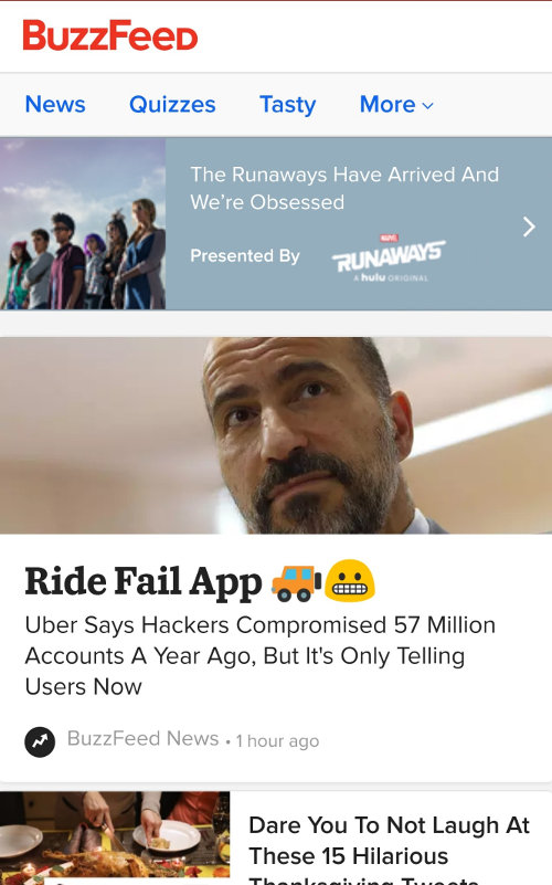 Buzzfeed mobile page