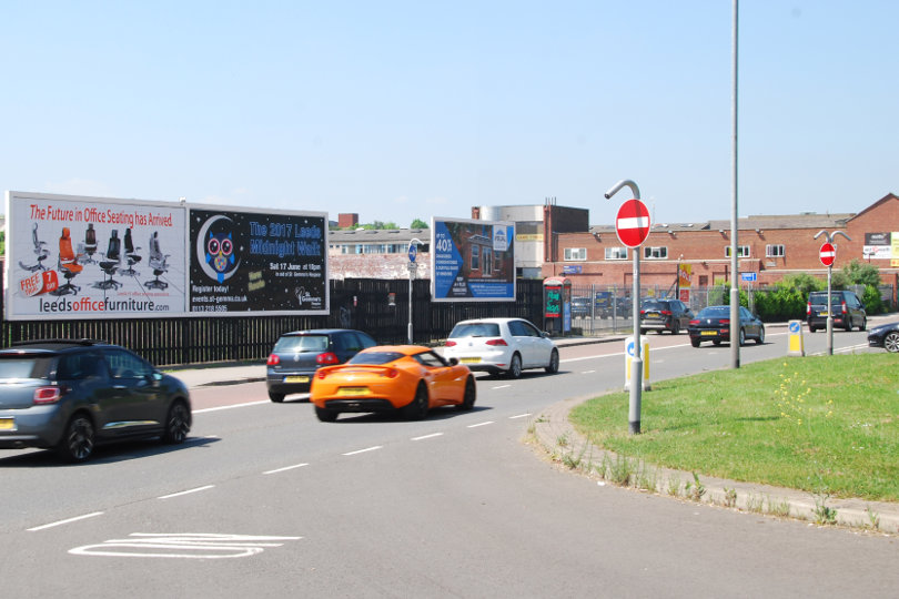 Billboards on a busy street