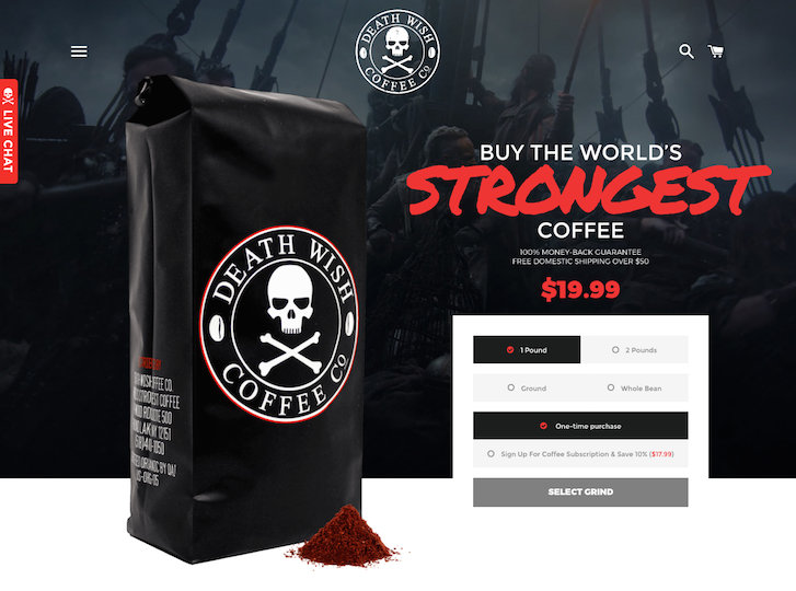Death Wish Coffee website