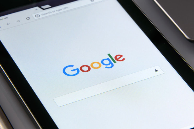 Google search logo on a tablet PC