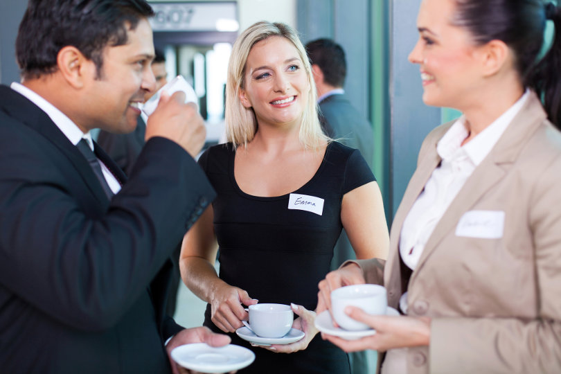 Mingling at a networking event